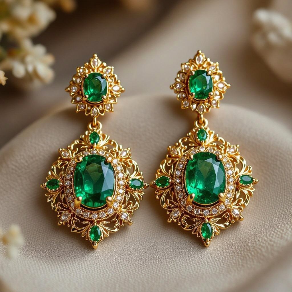 Statement earrings green