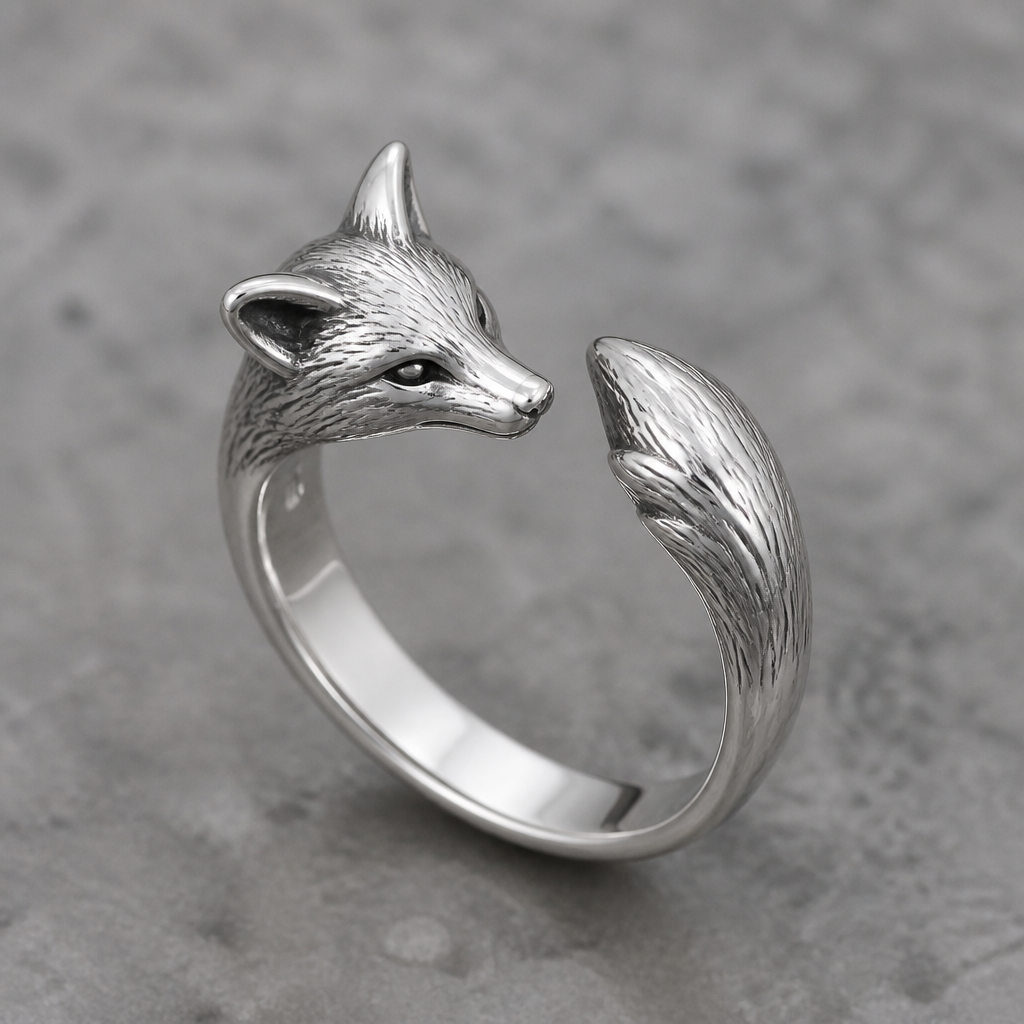 Ring with fox the shape of the rings with the lipn heads