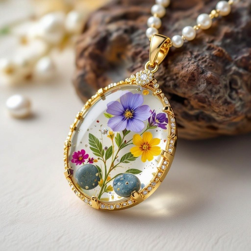 Design high quality  jewelry with real flowers with resin estons Perla’s naturals and pebbles
