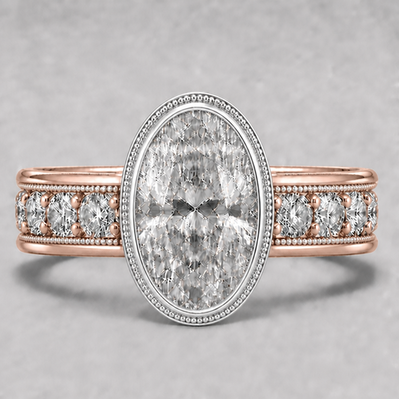 milgrain bezel and on insise bands
edit the attached jewelry design with these instructions: milgrain bezel and on insise bands. keep it photorealistic, just the design no text