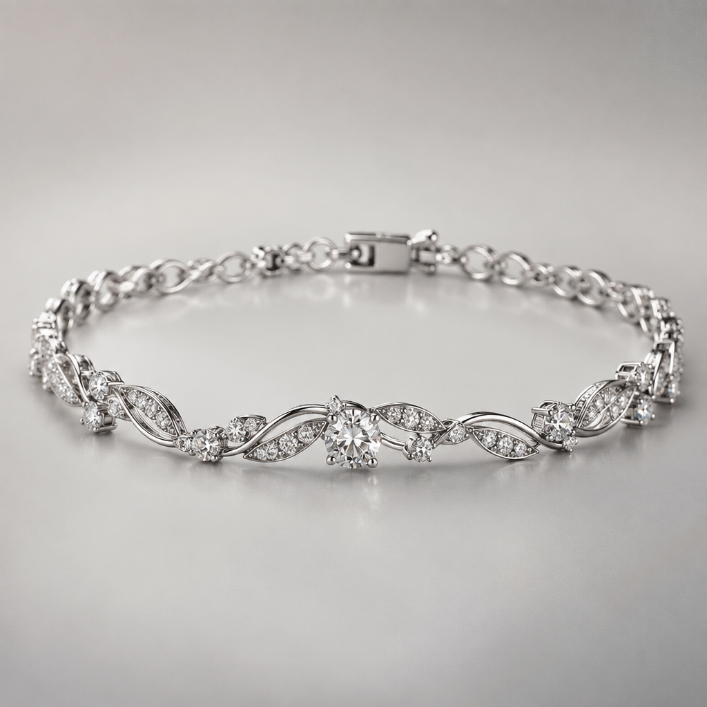 A minimalist women's bracelet made of white gold with diamond stones suitable for daily wear, highly ornate, intricate and elaborate, richly detailed
photorealistic jewelry design, A minimalist women's bracelet made of white gold with diamond stones suitable for daily wear, highly ornate, intricate and elaborate, richly detailed, minimalist style, just the design no text