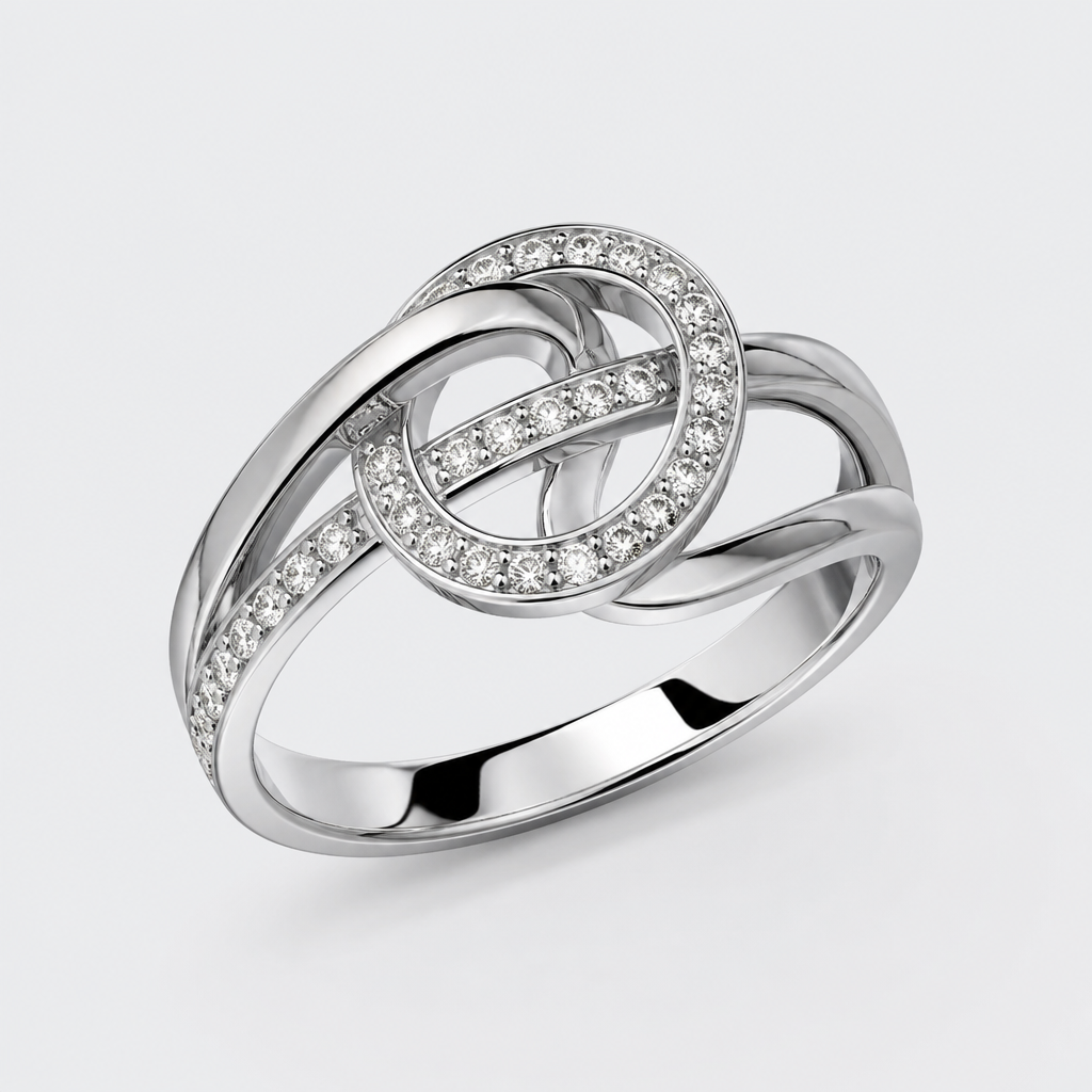 A modern women's ring made of silver with diamond stones. Créer une bague inspirer de cette image
photorealistic jewelry design, A modern women's ring made of silver with diamond stones. Créer une bague inspirer de cette image, modern style, just the design no text