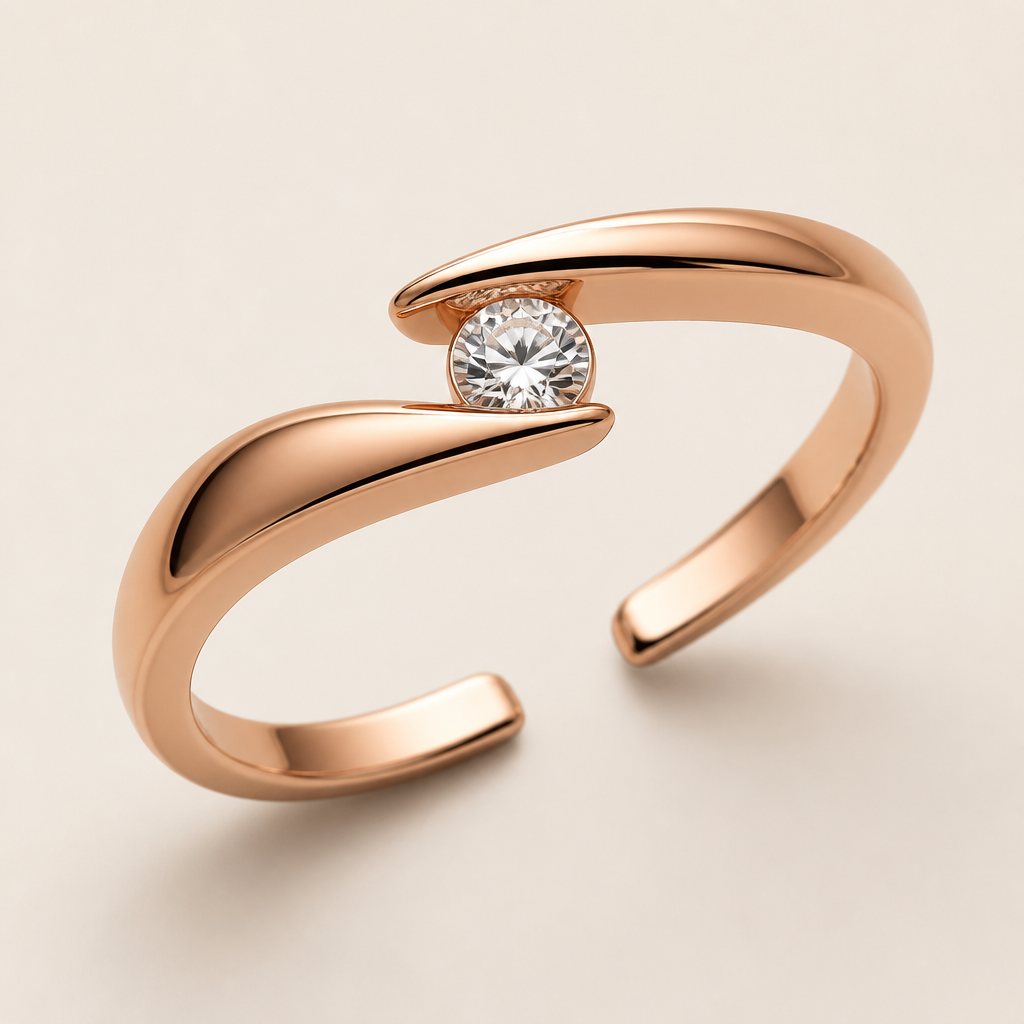. Refinement: change to rose hold
photorealistic jewelry design, . Refinement: change to rose hold, Modern style, just the design no text