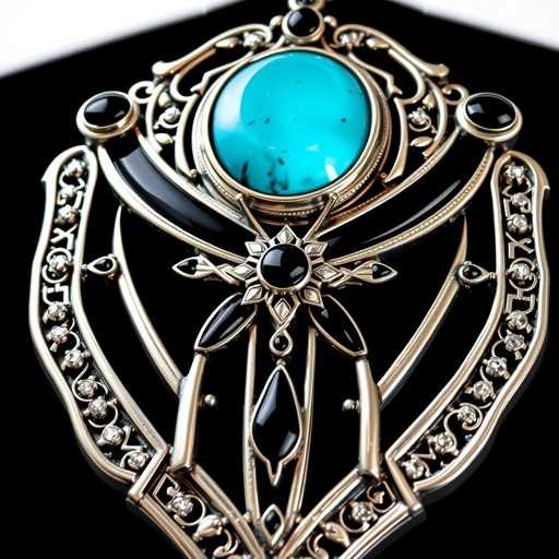 Turquoise pendant with silver metal