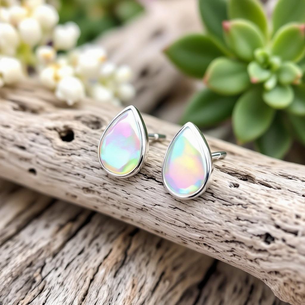 Серьги серебряные в виде белого крыла ангела из перламутра 