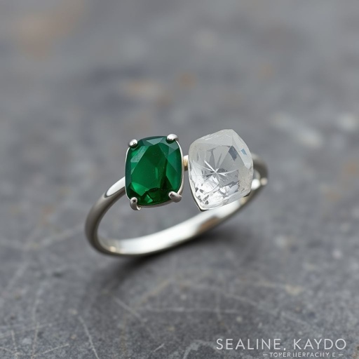 Adjustable ring , silver use minimal, use 2 raw natural gemstone, elegant