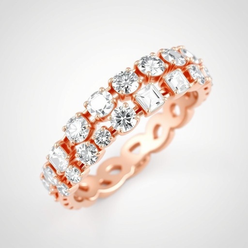 Wedding band with round and princess stones