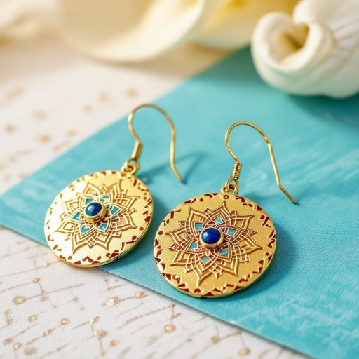  золотые матовые серьги в виде изображения чакры сахасрары