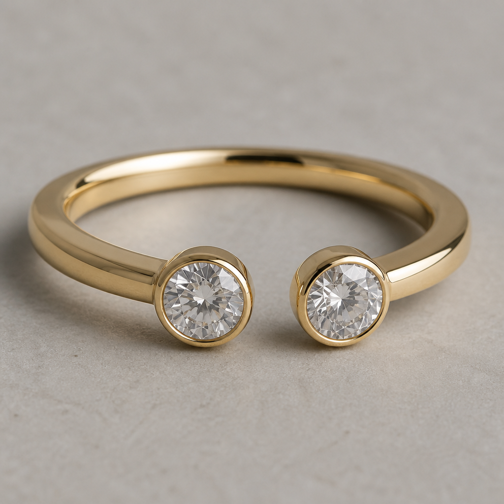 Two round one process cut diamonds in a ring
photorealistic jewelry design, Two round one process cut diamonds in a ring, scandinavian style, just the design no text
