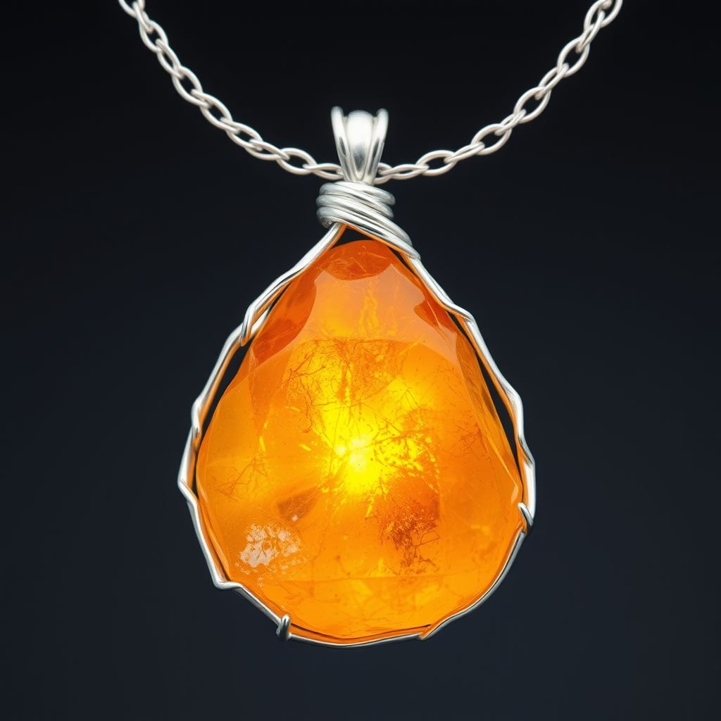 Create a pendant with raw natural gemstone pendant shall look like sun rising. Using minimal silver 