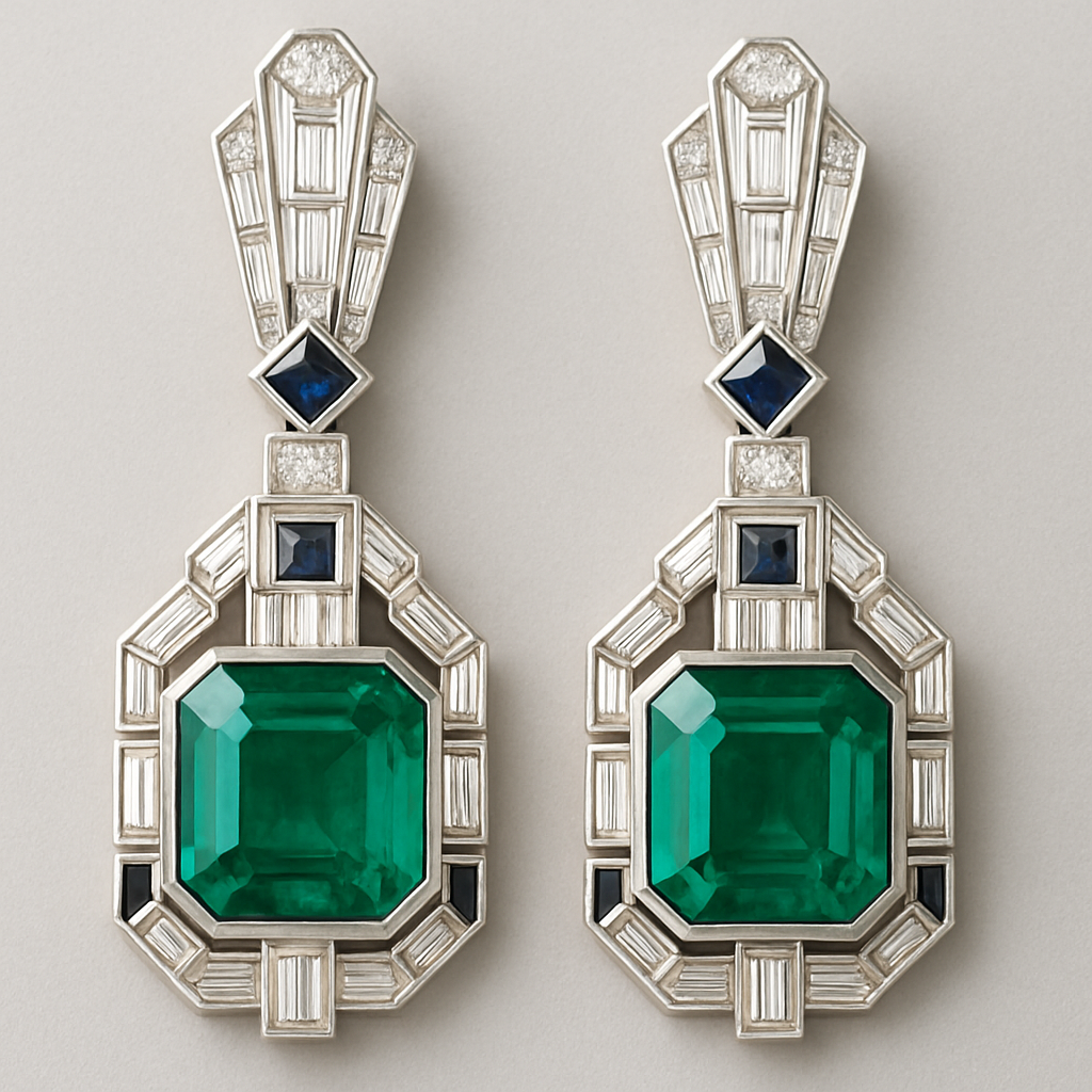 Art Deco inspired emerald earrings