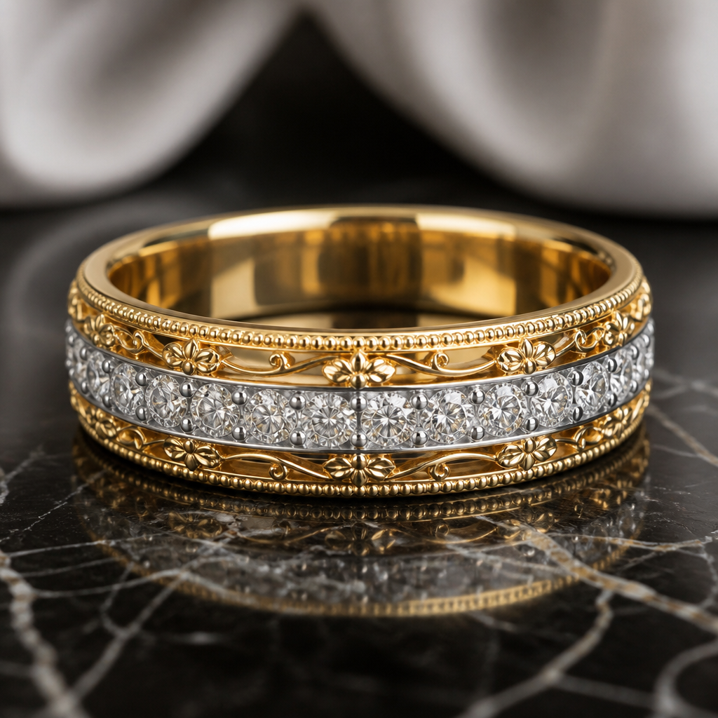 Men’s diamond wedding band
photorealistic jewelry design, Men’s diamond wedding band
, royal style, just the design no text