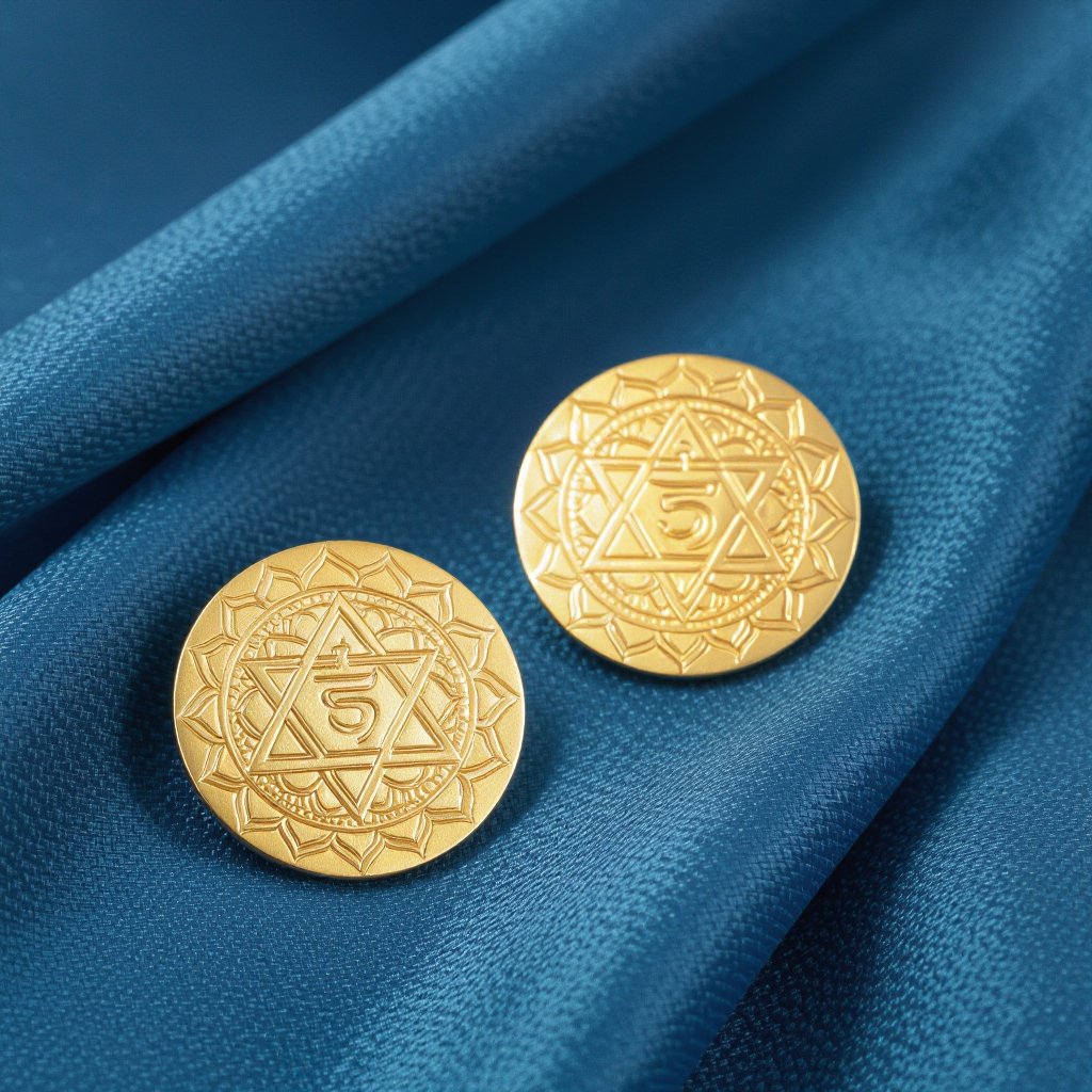  золотые матовые серьги в виде изображения чакры сахасрары