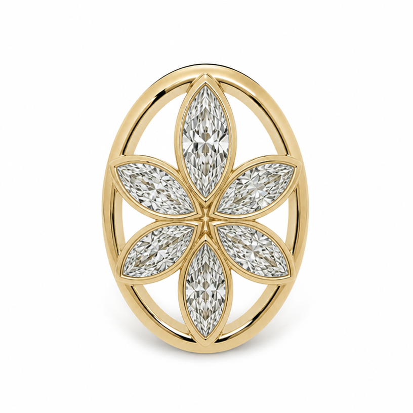 6 lotus petal with marquise stone
edit the attached jewelry design with these instructions: 6 lotus petal with marquise stone. keep it photorealistic, just the design no text