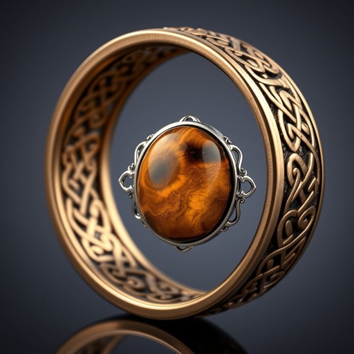 Tungsten with an oval cut tiger’s eye