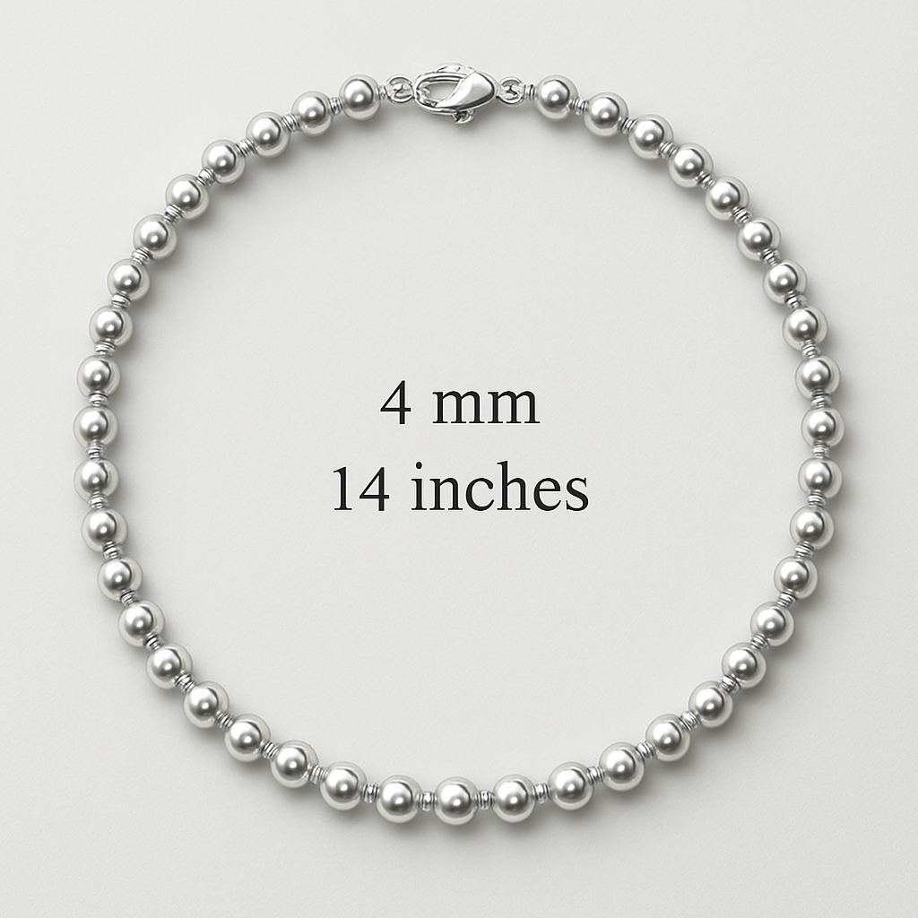 4 mm silver beads 14 inches