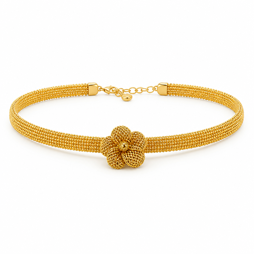 A choker women's necklace
using the attached image as a visual reference, create A choker women's necklace. photorealistic, just the design no text