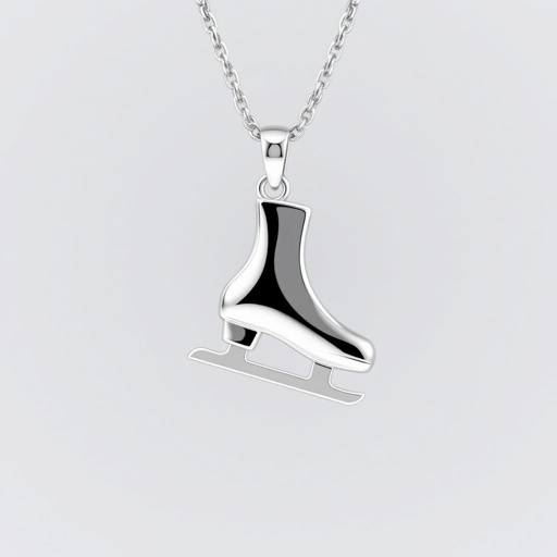 Silver pendant in the shape of figure skating blades . Remove boots and color one blade only of turquoise