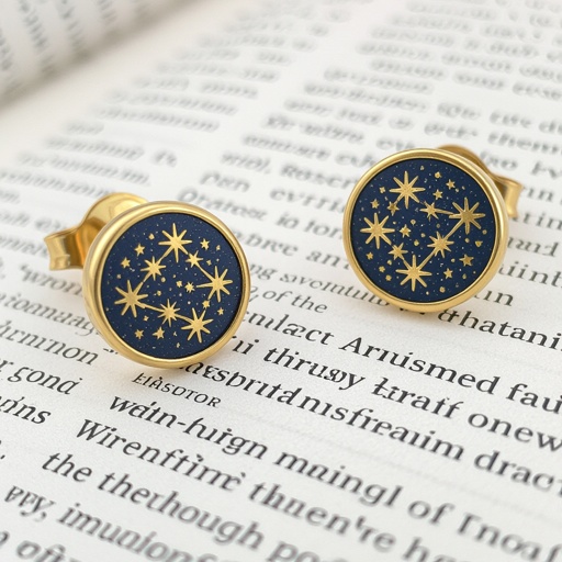 Небольшие золотые матовые серьги в виде созвездия