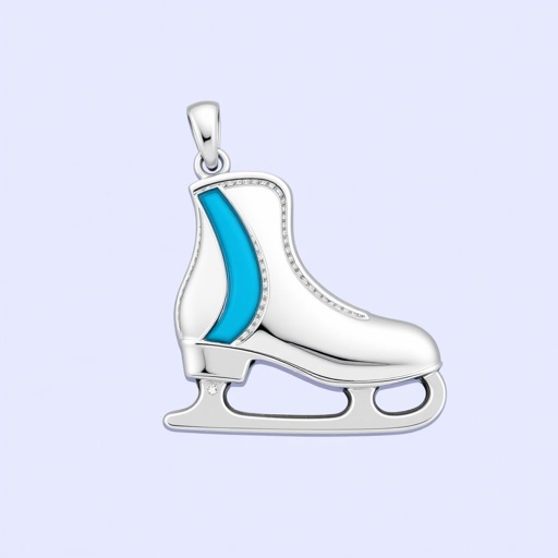 Pendant shape one ice skate with turquoise stripe as the low part