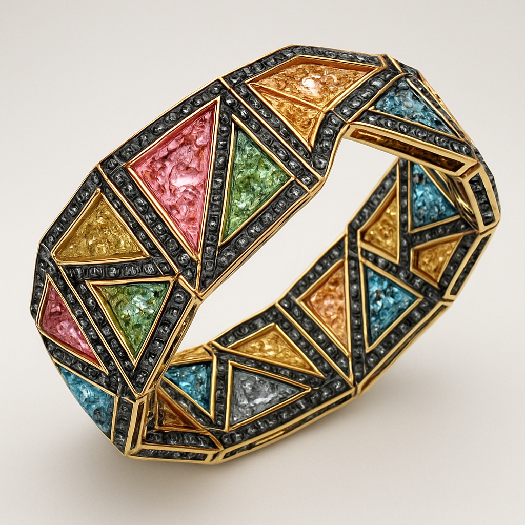 Multicoloured diamond bracelet with black diamonds 